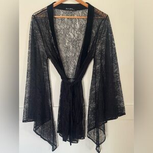 For Love And Lemons Black Lace Women's Robe